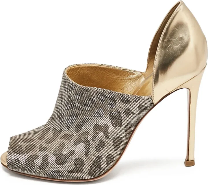 Pre-Owned 120mm Leopard-Print Peep-Toe Pumps