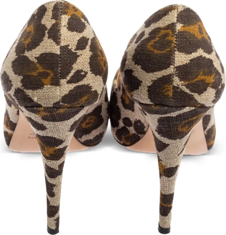Pre-owned 120mm leopard-print platform pumps - Image 3