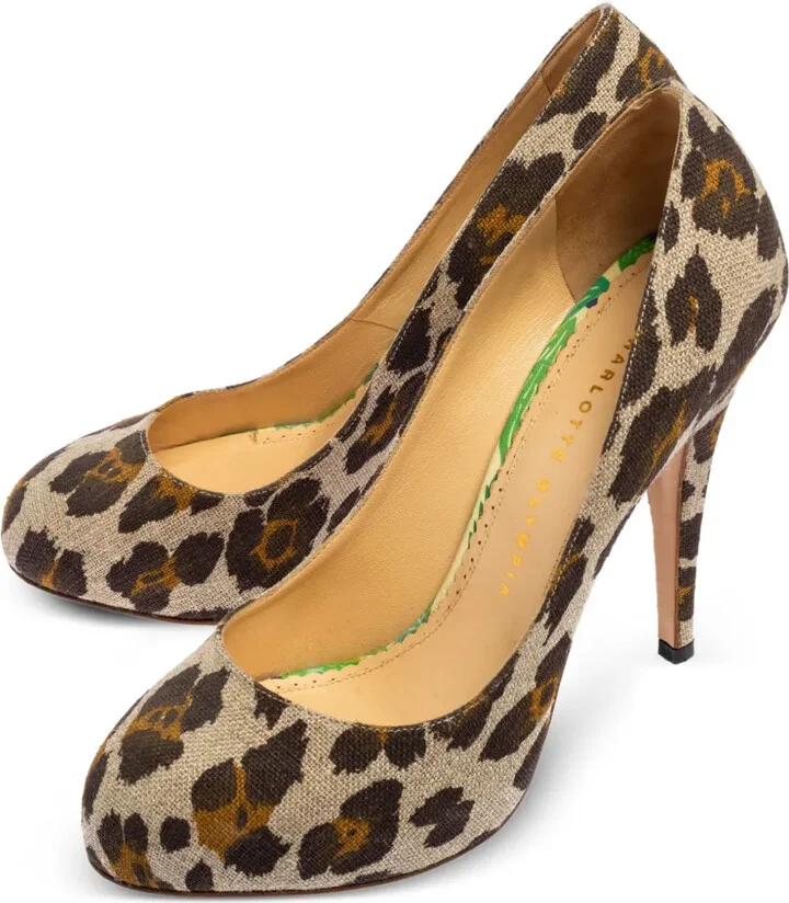 Pre-owned 120mm leopard-print platform pumps - Image 4