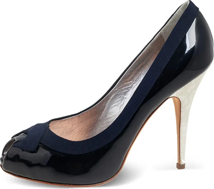 Pre-Owned 120mm Peep-Toe Patent-Leather Pumps
