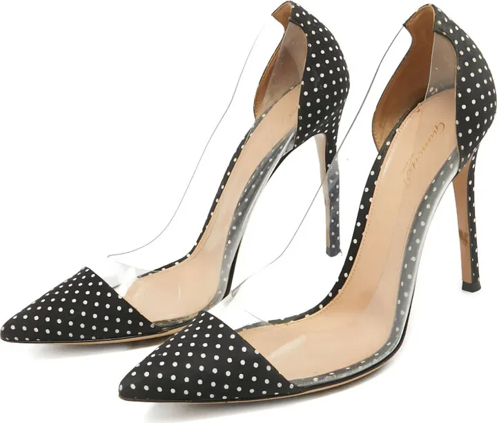 Pre-owned 120mm polka-dot pumps - Image 2