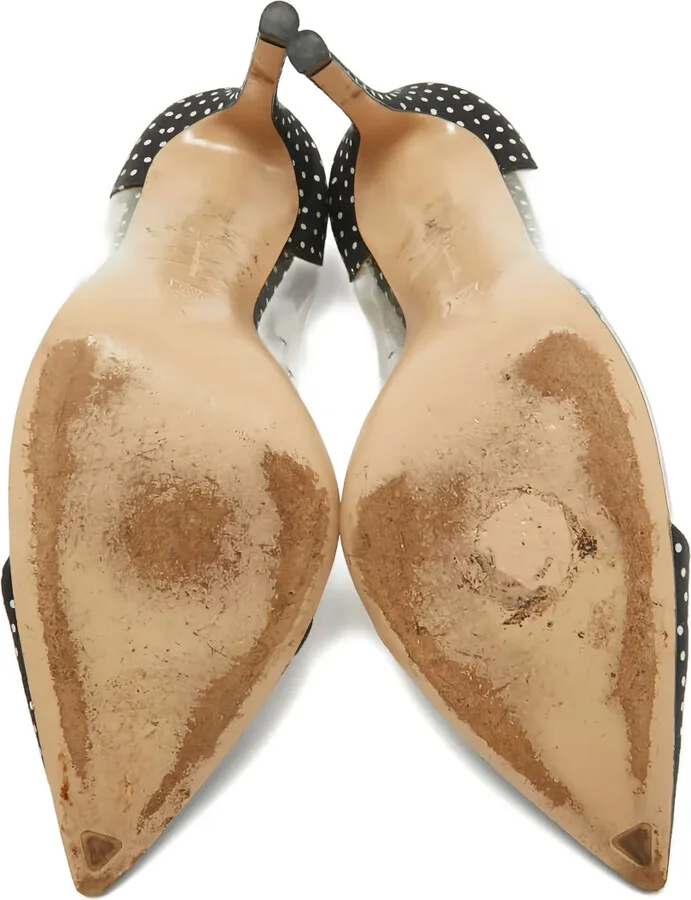 Pre-owned 120mm polka-dot pumps - Image 4