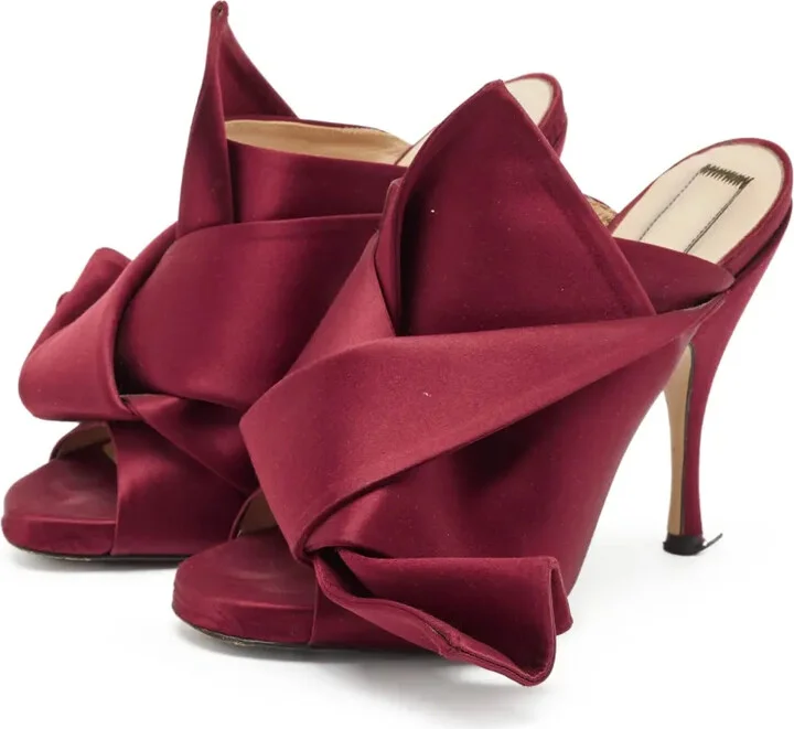 Pre-Owned 120mm Satin Bow Mules - Image 2