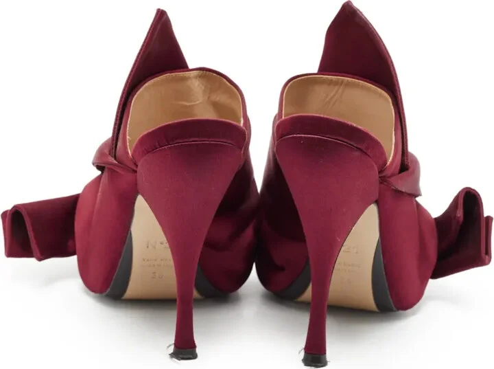 Pre-Owned 120mm Satin Bow Mules - Image 3