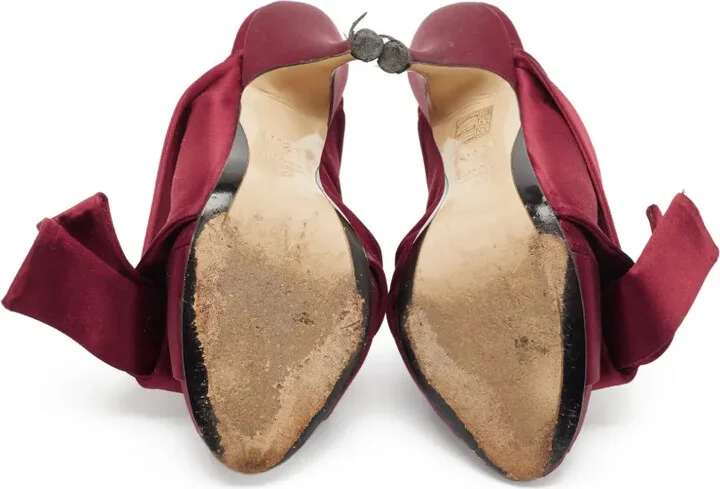 Pre-Owned 120mm Satin Bow Mules - Image 4