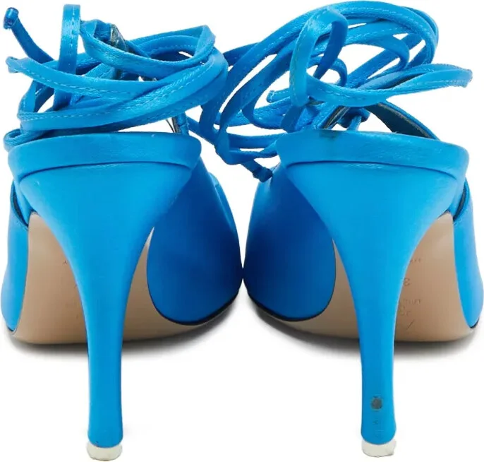 pre-owned 120MM satin lace-up pumps - Image 3