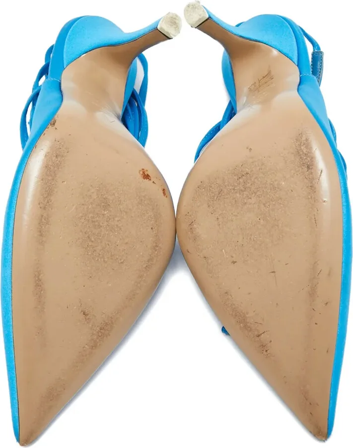 pre-owned 120MM satin lace-up pumps - Image 4