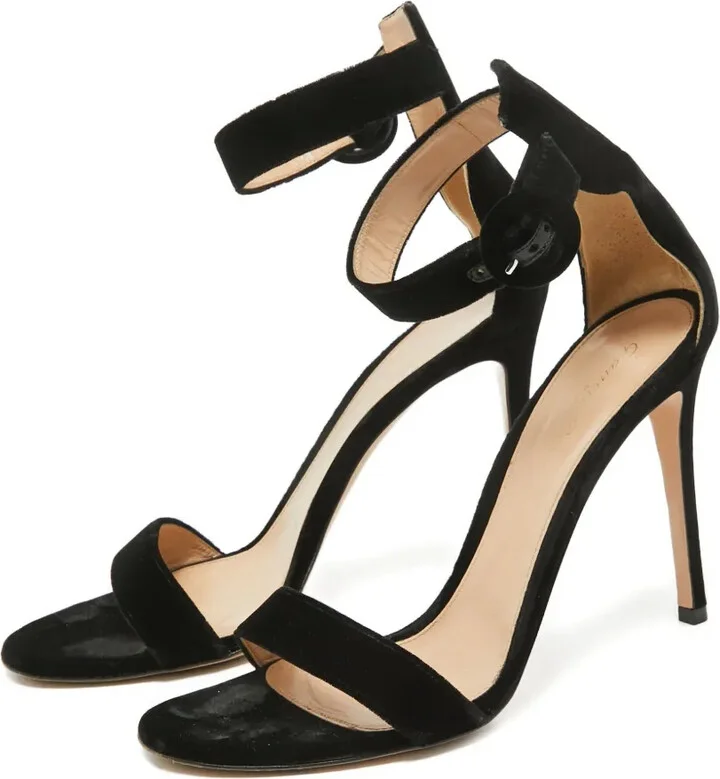 Pre-Owned 120mm Velvet Sandals - Image 4