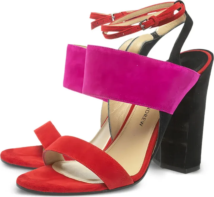 pre-owned 120mm Xiamen block-heel colourblock sandals - Image 2