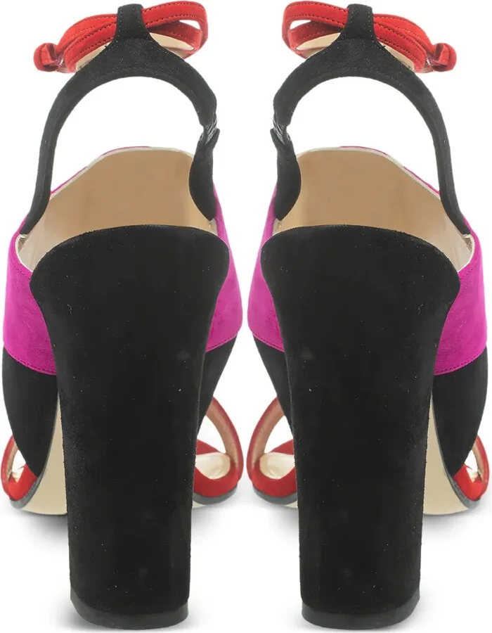 pre-owned 120mm Xiamen block-heel colourblock sandals - Image 3
