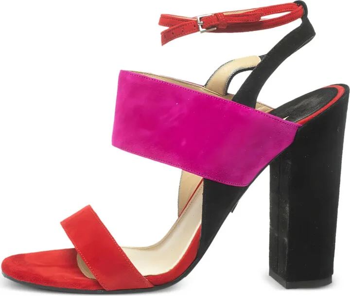 pre-owned 120mm Xiamen block-heel colourblock sandals
