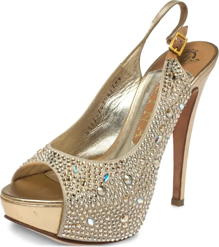 Pre-Owned 125mm Crystal-Embellished Platform Sandals - Image 2