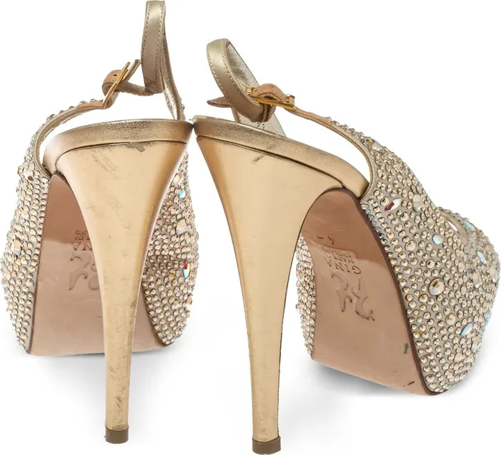 Pre-Owned 125mm Crystal-Embellished Platform Sandals - Image 3