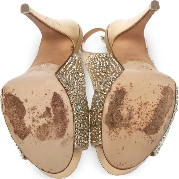 Pre-Owned 125mm Crystal-Embellished Platform Sandals - Image 4