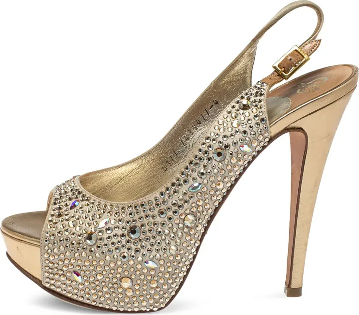 Pre-Owned 125mm Crystal-Embellished Platform Sandals
