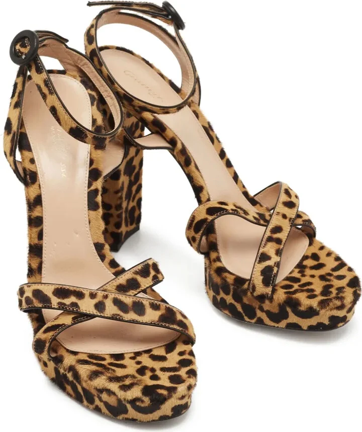 Pre-Owned 125mm Leopard-Print Sandals - Image 2