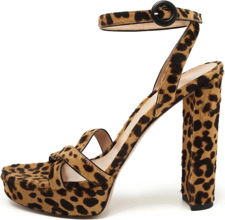 Pre-Owned 125mm Leopard-Print Sandals