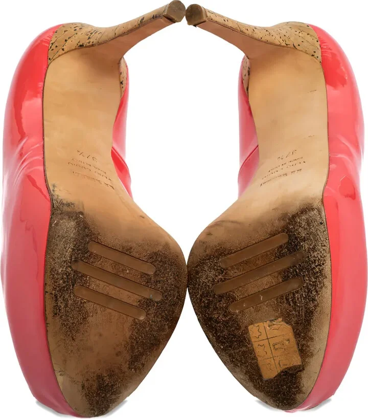 Pre-Owned 125mm Patent-Leather Peep-Toe Pumps - Image 3