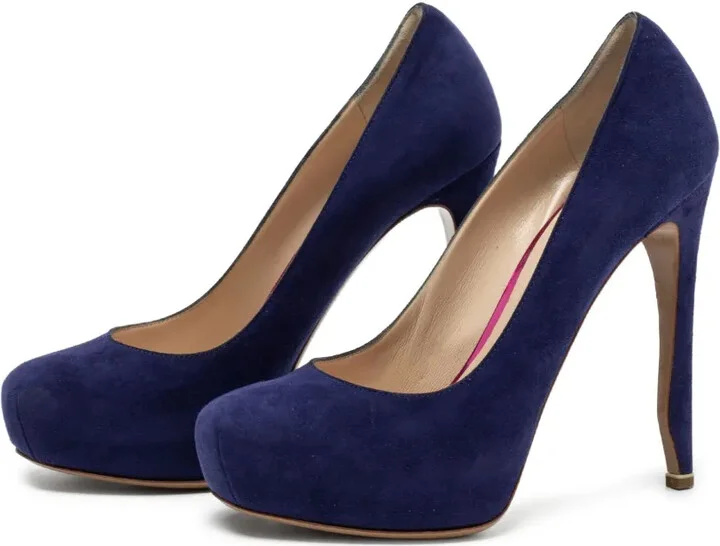 Pre-owned 125mm suede platform pumps - Image 2