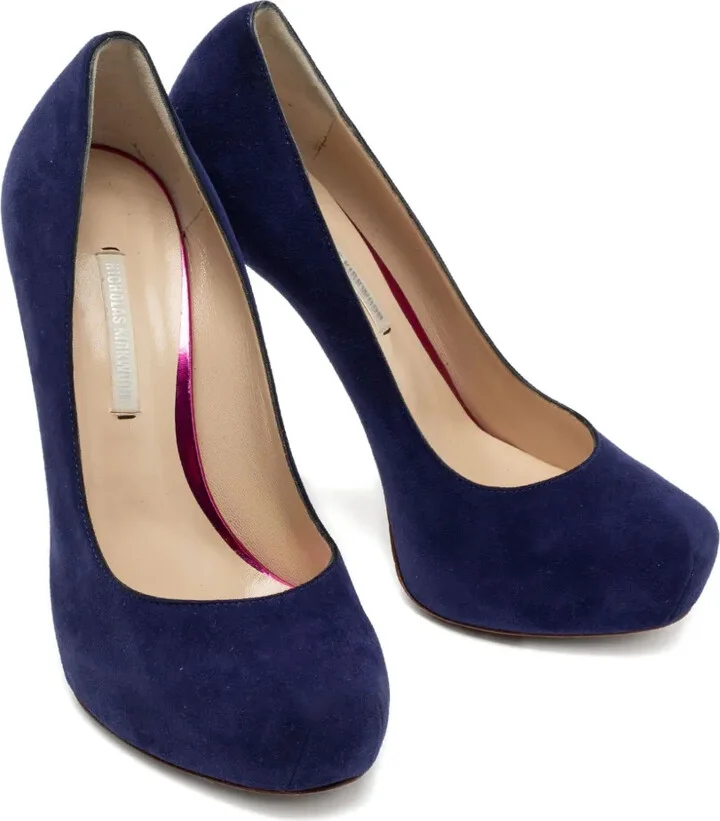 Pre-owned 125mm suede platform pumps - Image 4