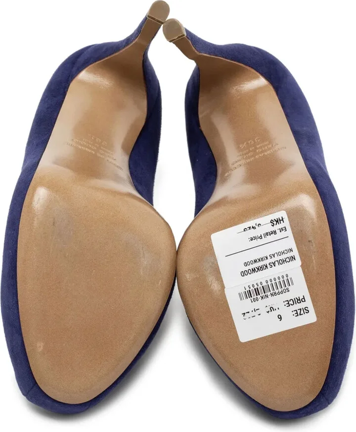 Pre-owned 125mm suede platform pumps - Image 5