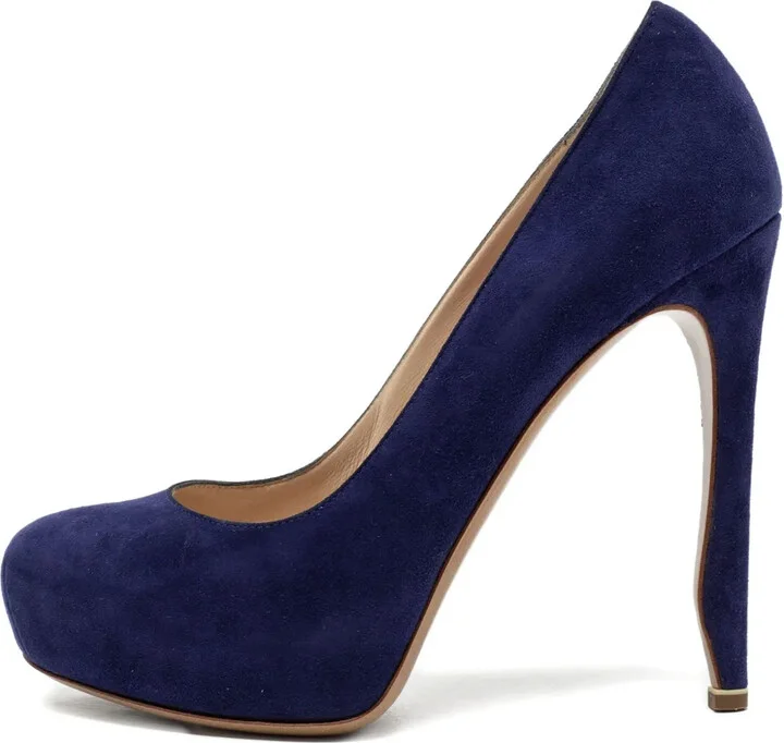 Pre-owned 125mm suede platform pumps