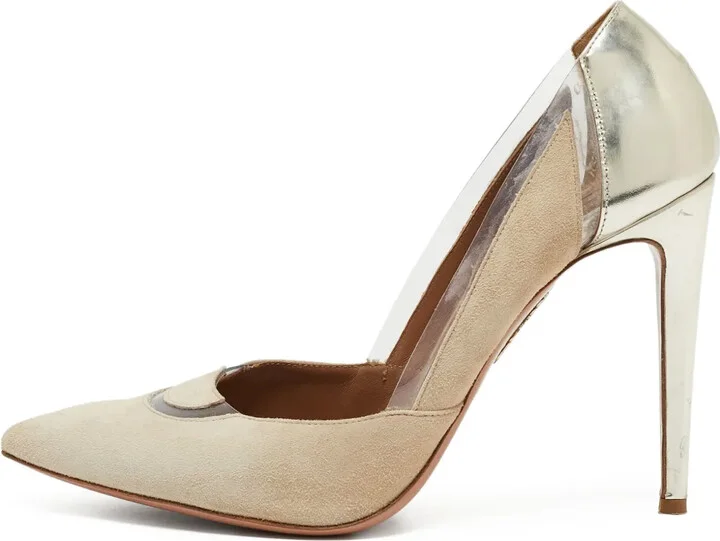 Pre-owned 125mm suede pumps