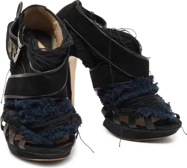 Pre-Owned 130mm Frayed Suede Sandals - Image 3