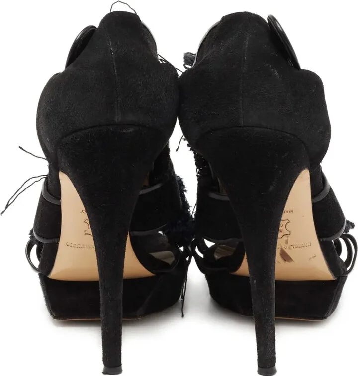 Pre-Owned 130mm Frayed Suede Sandals - Image 4