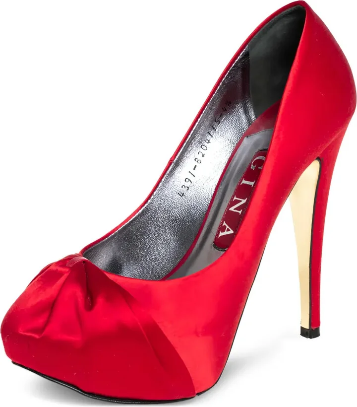 pre-owned 130mm Gina satin platform pumps - Image 2