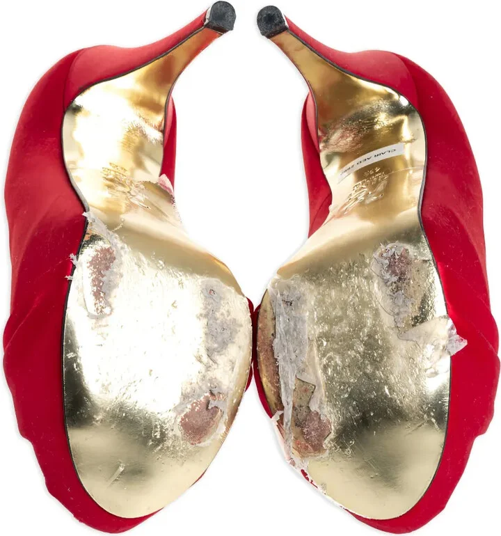 pre-owned 130mm Gina satin platform pumps - Image 3