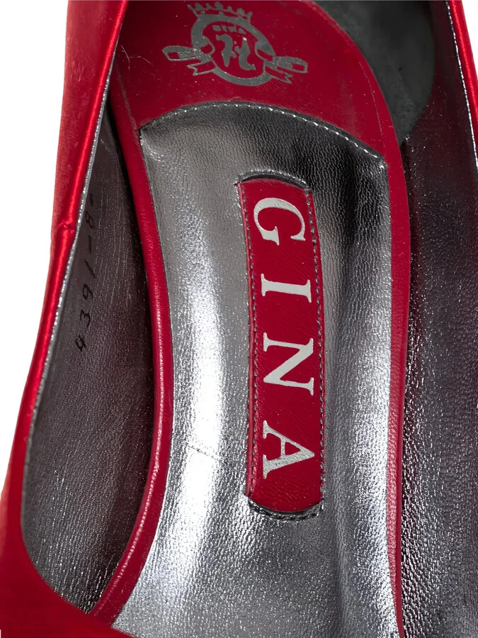 pre-owned 130mm Gina satin platform pumps - Image 4