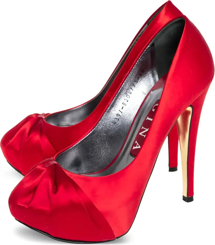 pre-owned 130mm Gina satin platform pumps - Image 5