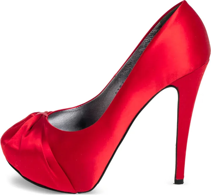 pre-owned 130mm Gina satin platform pumps