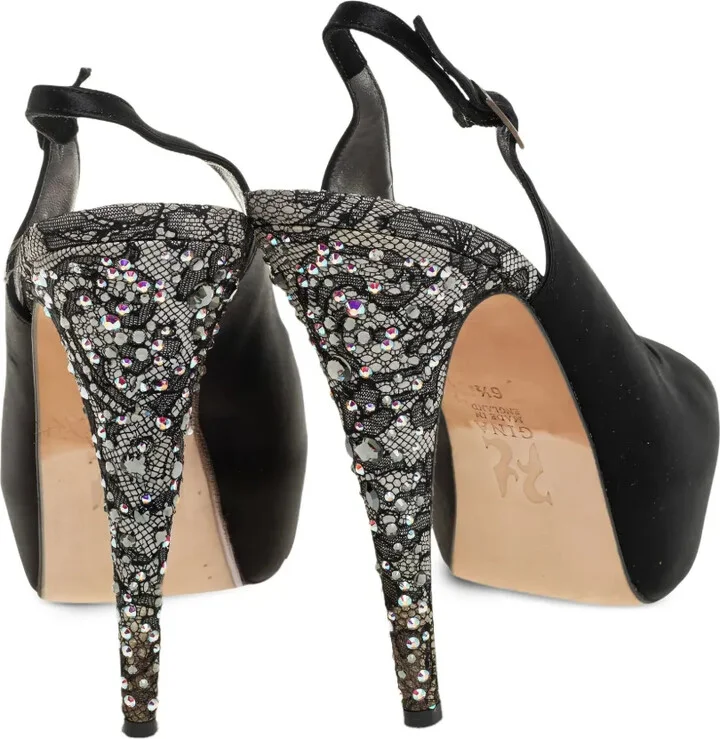 Pre-Owned 130mm Lace-Panelled Sandals - Image 4