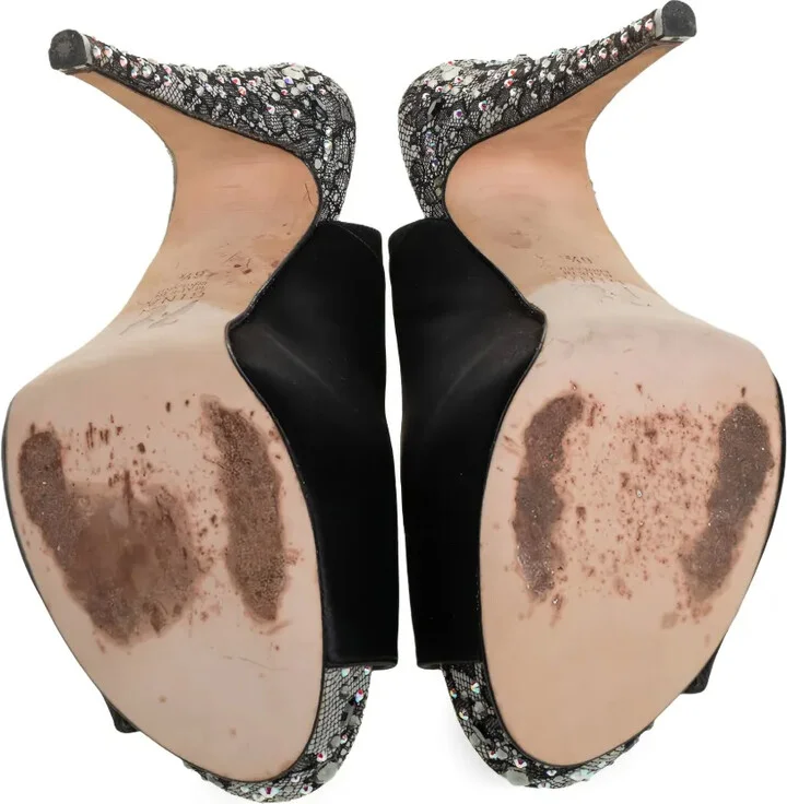 Pre-Owned 130mm Lace-Panelled Sandals - Image 5