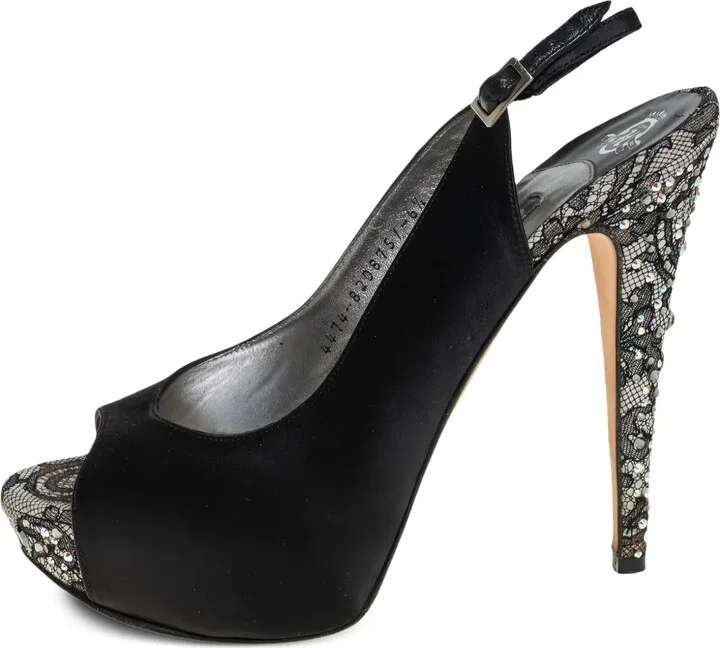 Pre-Owned 130mm Lace-Panelled Sandals