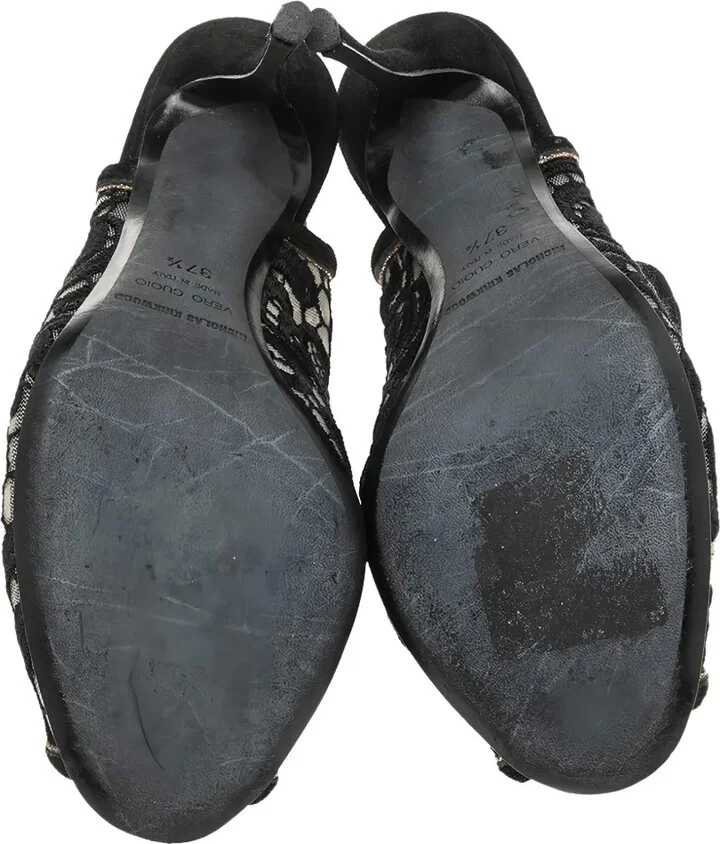 pre-owned 130MM Lace Suede Shoes - Image 5