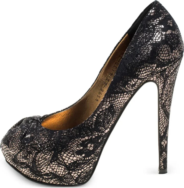 Pre-owned 130mm peep-toe pumps