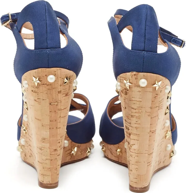 Pre-Owned 130mm Peep-Toe Wedge Sandals - Image 3