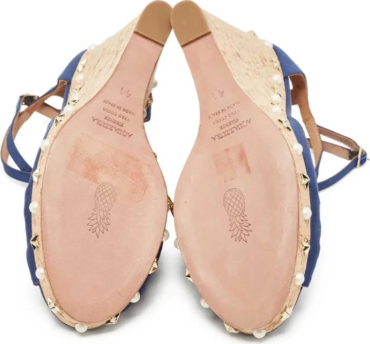 Pre-Owned 130mm Peep-Toe Wedge Sandals - Image 4