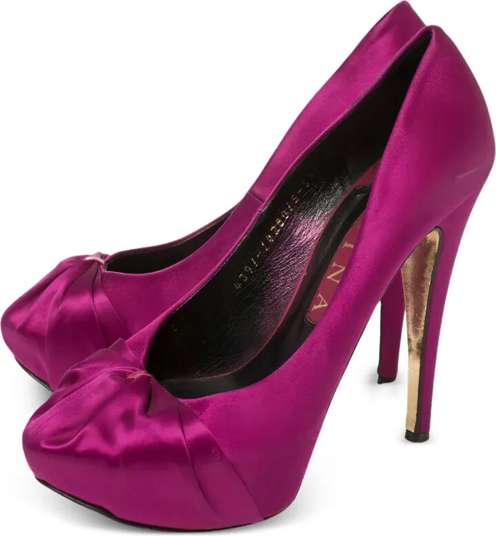Pre-Owned 130mm Satin Pumps - Image 2