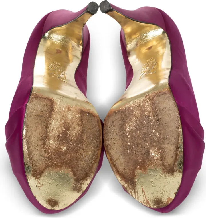 Pre-Owned 130mm Satin Pumps - Image 4