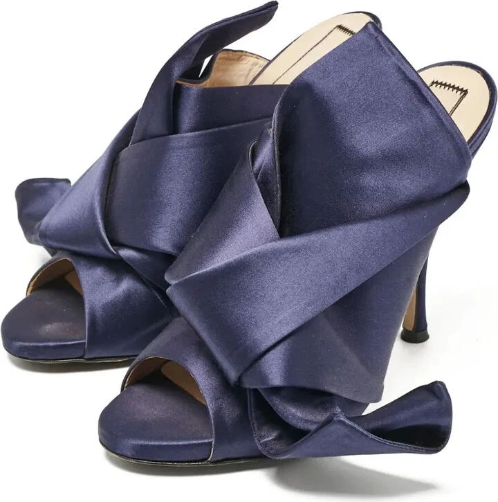 Pre-Owned 130mm Satin Wrap Sandals - Image 3