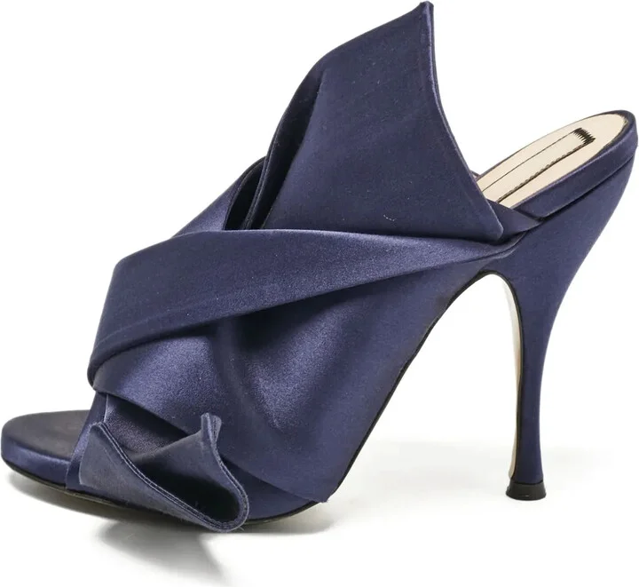 Pre-Owned 130mm Satin Wrap Sandals