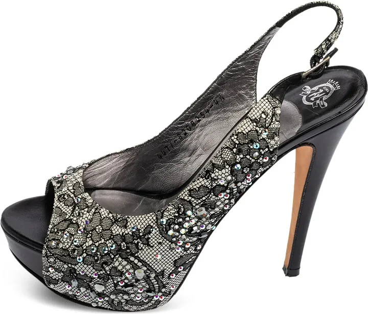 Pre-owned 130mm slingback platform pumps
