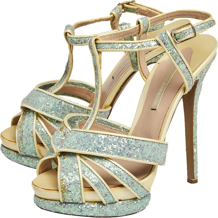 Pre-owned 135mm glitter platform sandals - Image 2