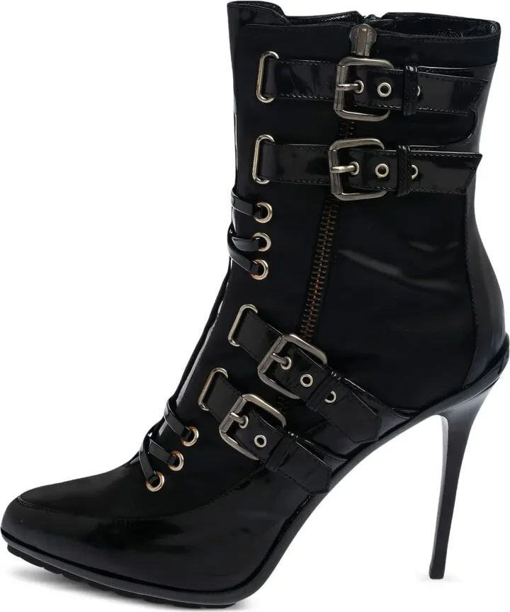 Pre-owned 135mm leather buckles boots