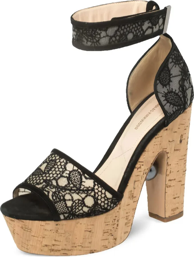 pre-owned 135mm Maya lace-embellished platform sandals - Image 2