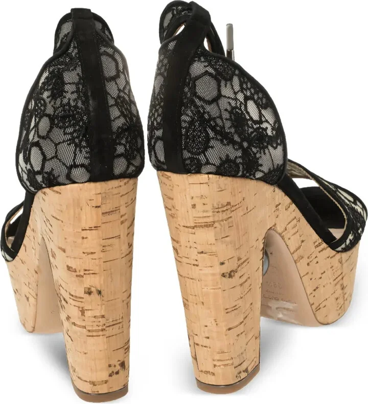 pre-owned 135mm Maya lace-embellished platform sandals - Image 4